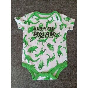 Kidgets Shirt 0 To 3 Months Boys baby Short sleeve White Green Dinosaur